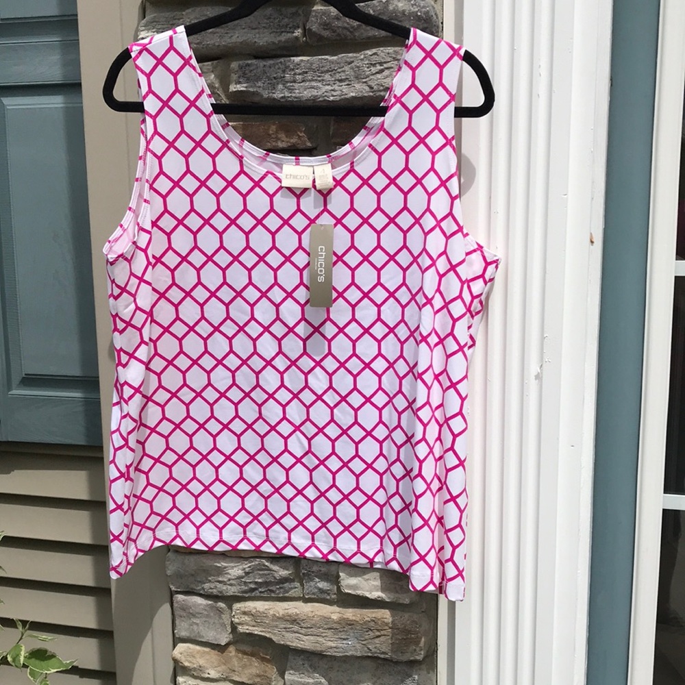 Chico’s size 4 (same as XXL, 18) honeycomb print tank in pink